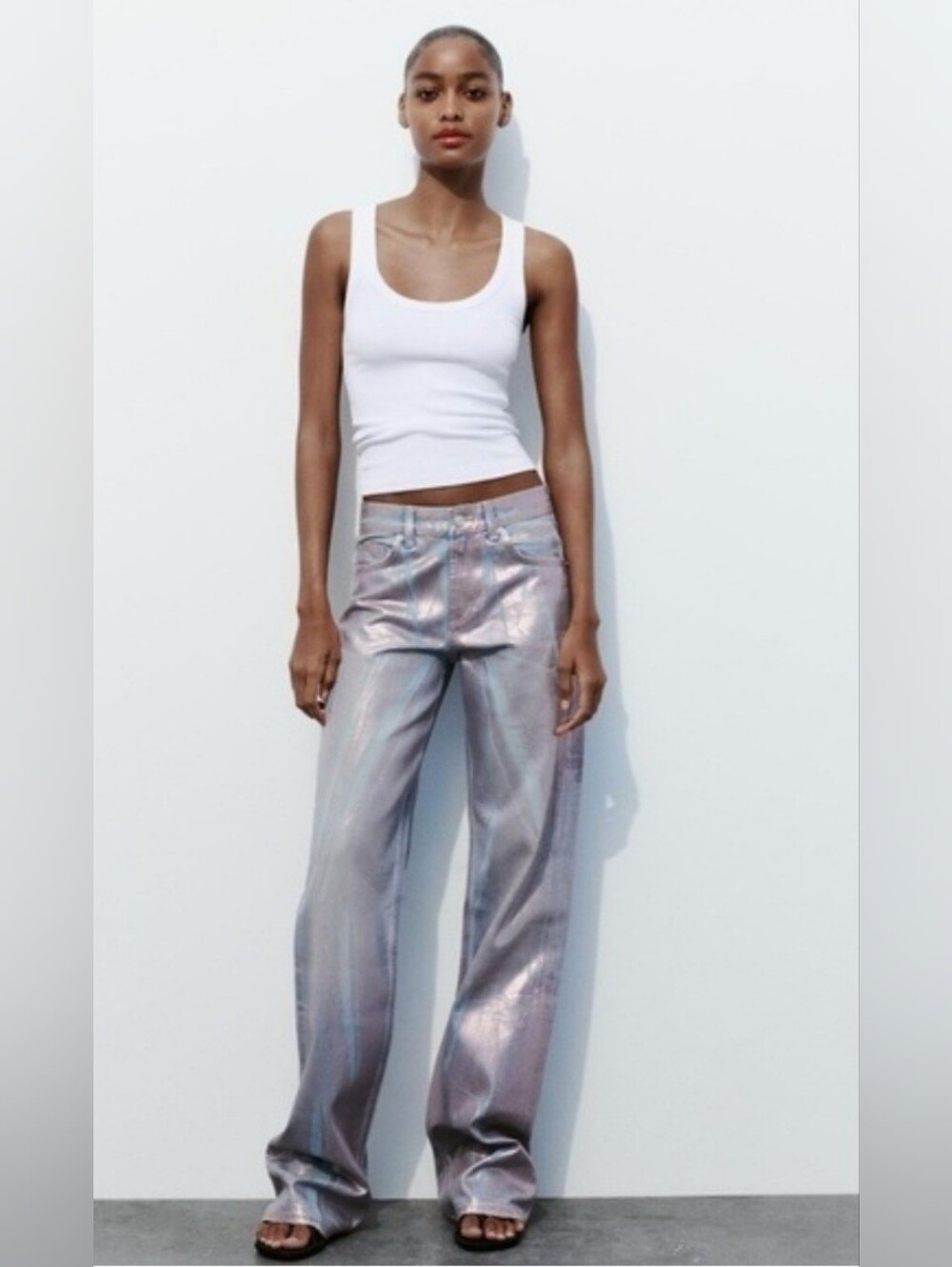 Zara Mid-Waist Full-Length Denim Pants